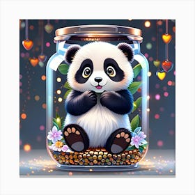 Panda Bear In A Jar Canvas Print