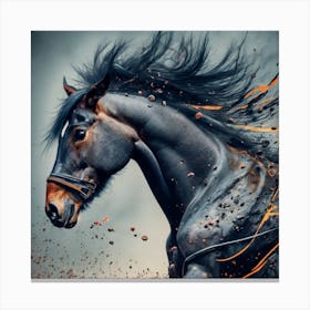 Horse Running With Fire Canvas Print