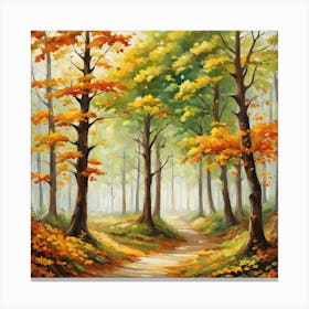 Forest In Autumn In Minimalist Style Square Composition 187 Canvas Print