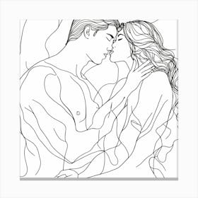 Kissing Couple Coloring Page Canvas Print