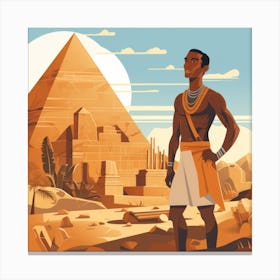 Egyptian Man In Front Of Pyramids Canvas Print