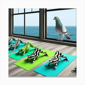 Frogs On Yoga Mats Canvas Print