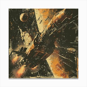 Retro Spaceship In Space Scene Canvas Print
