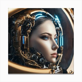 Futuristic Woman In Spacesuit Canvas Print