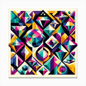 Cubist Collage: A Modern and Minimalist Artwork of Precious Stones in a Geometric Pattern Canvas Print