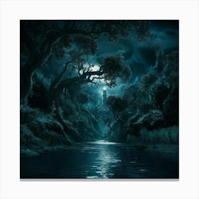 Dark Forest In The Moonlight Canvas Print