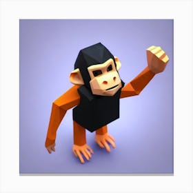 Low Poly Monkey Low Poly Creatures Canvas Print