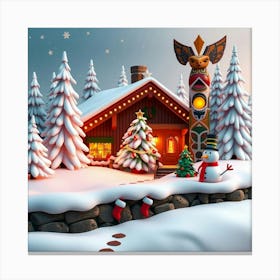 Christmas House In The Snow 1 Canvas Print