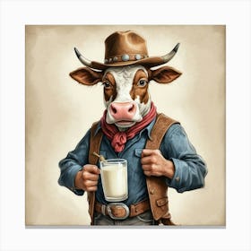 Cowboy Cow 6 Canvas Print