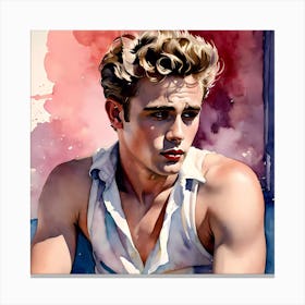 Iconic James Dean Watercolor Painting Canvas Print