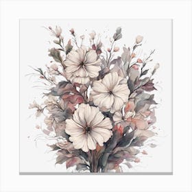 Watercolor Flowers Bouquet Canvas Print