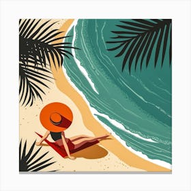 Woman Enjoying The Sun At The Beach 14 Canvas Print