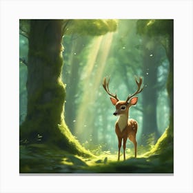 Deer In The Forest Canvas Print