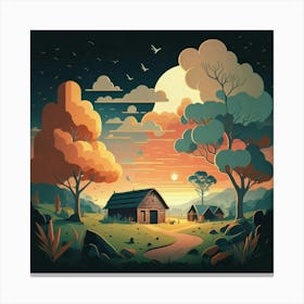 A simple and vibrant little land 16 Canvas Print