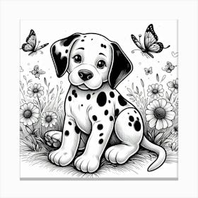 Line Art dalmatian dog 1 Canvas Print