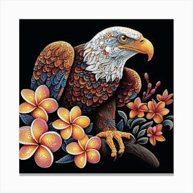 Eagle With Flowers 2 Canvas Print