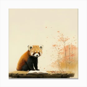 Red Panda Reading Canvas Print