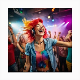 Energetic Woman With Vibrant Dyed Hair Cheerful Smile Standing Alone In A Studio Personalized Wir (5) Toile