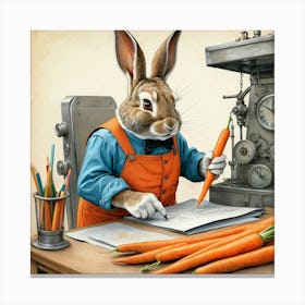 Rabbit At Work 2 Canvas Print