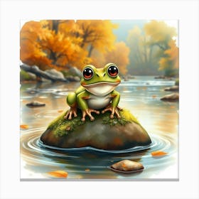 Frog on A Rock Canvas Print