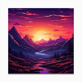 Sunset In The Mountains Canvas Print