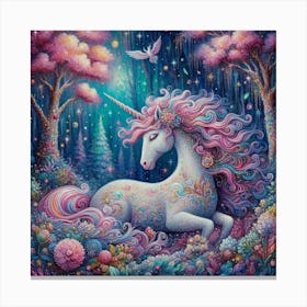 Unicorn In The Forest Canvas Print