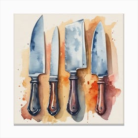 Watercolor Knife Set Canvas Print