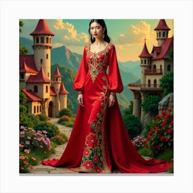 Woman In A Red Dress 10 Canvas Print