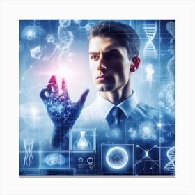 Businessman With Dna Symbol Canvas Print