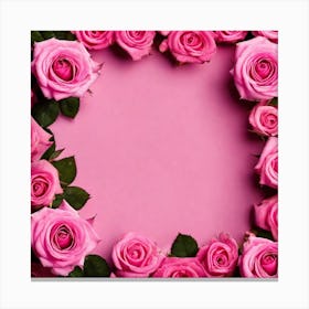 Pink Roses On Pink Background 2 Canvas Print