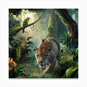 Leopard In The Jungle Canvas Print