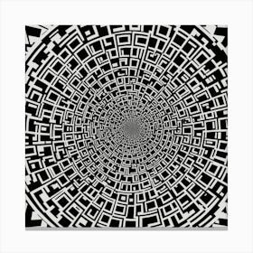 Abstract Black And White Maze Canvas Print