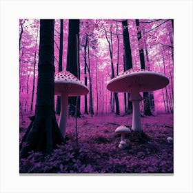 Purple Mushrooms In The Forest 1 Canvas Print