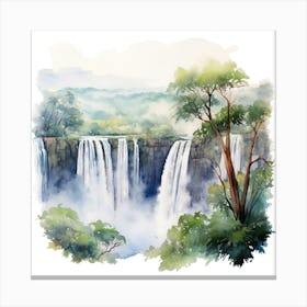 Watercolor Waterfalls Canvas Print