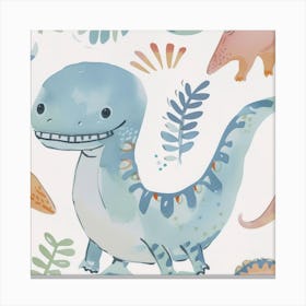 Cute Dinosaur Watercolour Style 1 Canvas Print