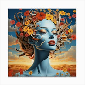 Woman With Flowers In Her Hair Canvas Print