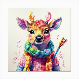 Deer In A Scarf Canvas Print