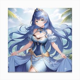 Elemental Anime Girls: Queen of the Sea Canvas Print