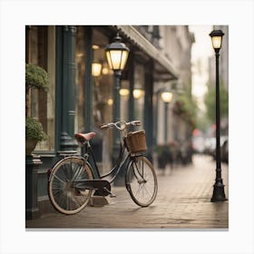 Bicycle On A Street Canvas Print