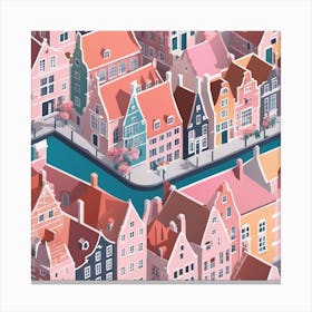 Amsterdam City Low Poly (21) Canvas Print