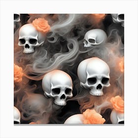 Skulls And Roses Canvas Print