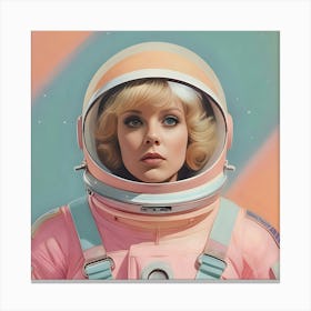 Retro Pastel Female Astronaut 3 Canvas Print