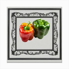 Two Peppers In A Frame Canvas Print