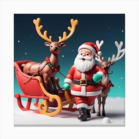 Santa Claus And Reindeer 7 Canvas Print