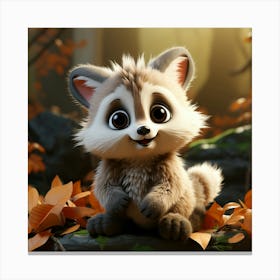 Raccoon In The Forest Canvas Print