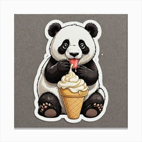 Sticker Of A Panda Eating Ice Cream 3224904372 Canvas Print