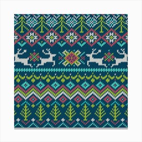 Christmas Knitted Pattern Canvas Print