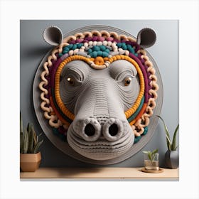 Hippo Head Bohemian Wall Art 5 Canvas Print