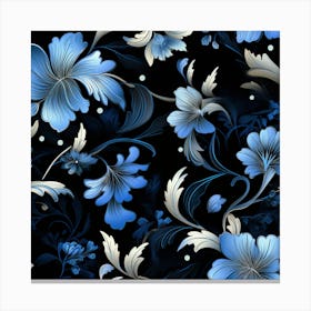 Gothic inspired shades of blue and black floral Canvas Print