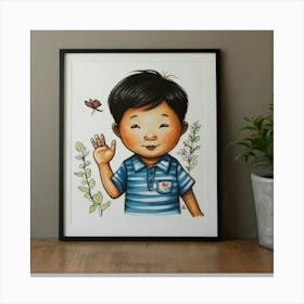 Little Boy With Butterfly Canvas Print